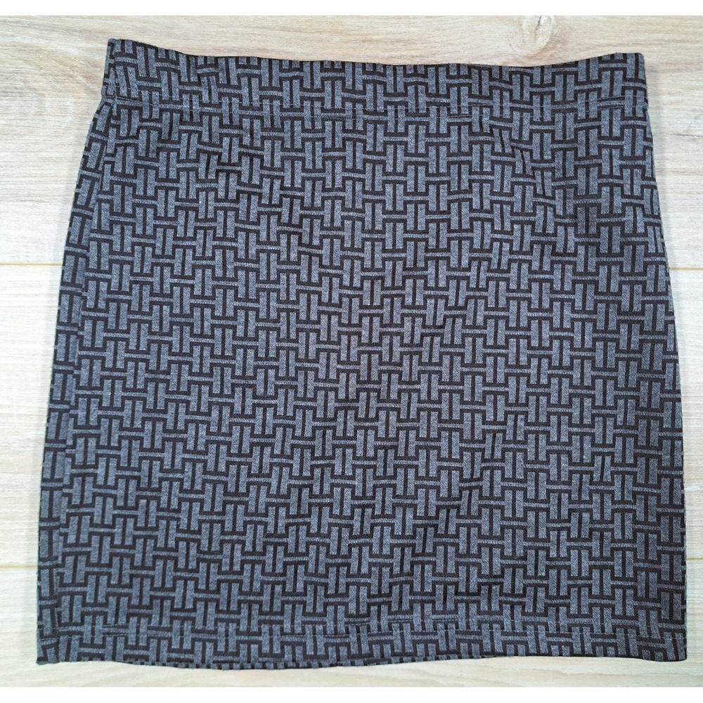 Forever 21 Y2K Grey Black Geometric Greek Key Knit Mini Skirt Zipper Back‎ Small